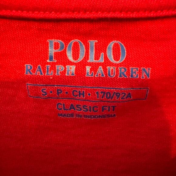 Polo Ralph Lauren Red V-Neck Tee Classic Fit Short Sleeve Men’s Small - Picture 4 of 5